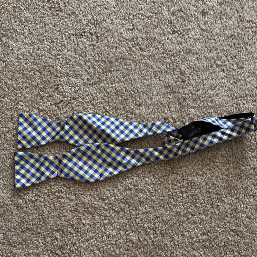 Blue and Yellow Checkered Bow Tie